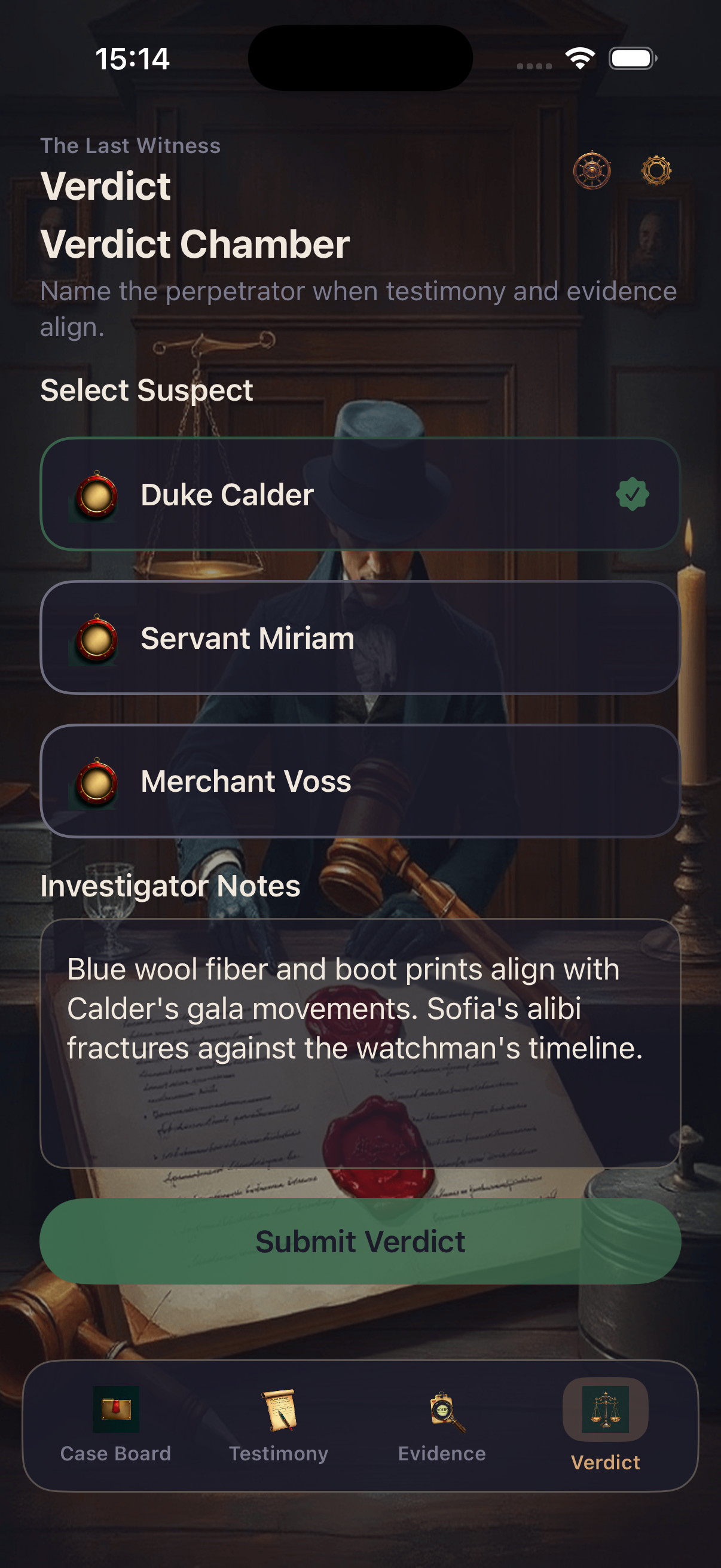 Verdict chamber with notes